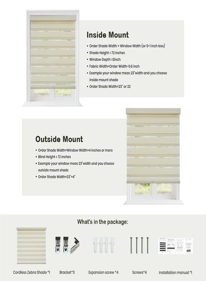 Dephora Cordless Zebra Blinds for Windows,Free-Stop Roller Zebra Shades,Light Filtering Blinds for Indoor windows with Upgraded Cassette,Pull Down Privacy Window Shades for Home (35" W x 72" H, Ivory) - Image 5